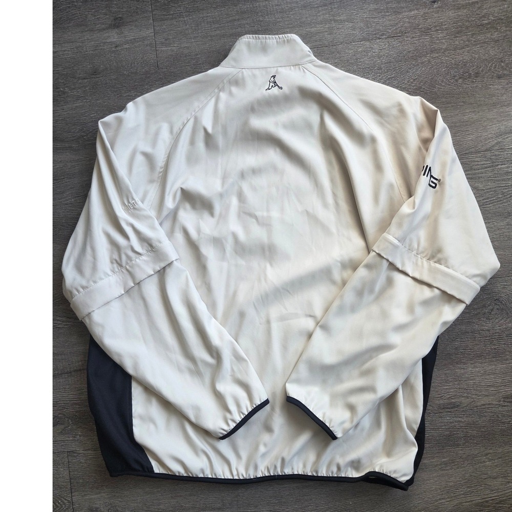 PING Windbreaker Men XL Ivory Quarter Zip Golf Jacket Netgear Logo - Picture 6 of 7